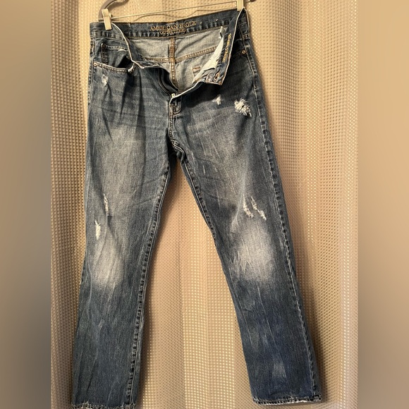 Men's American Eagle Relaxed Straight Leg Distressed Jeans SZ 34/34 - Picture 2 of 5